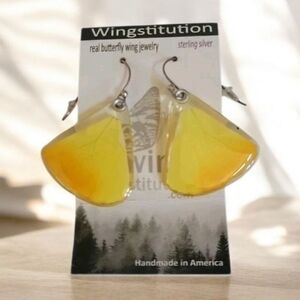 Sterling silver butterfly Wings earrings yellow New On Card Handmade in the USA